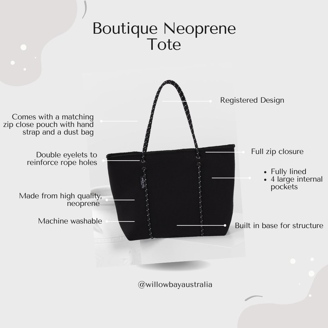 BOUTIQUE Neoprene Tote Bag With Zip - LIGHT MARLE-BOUTIQUE Neoprene Tote Bag With Zip - LIGHT MARLE - Willow Bay -Offering gorgeous chic style & functionality, our light marle boutique neoprene tote bags are ideal for everyday use. Free shipping for AU & NZ. Shop now!-neoprene bag-shopping bag-handbag-travel bag-washable-vegan bag-Willow Bay Australia