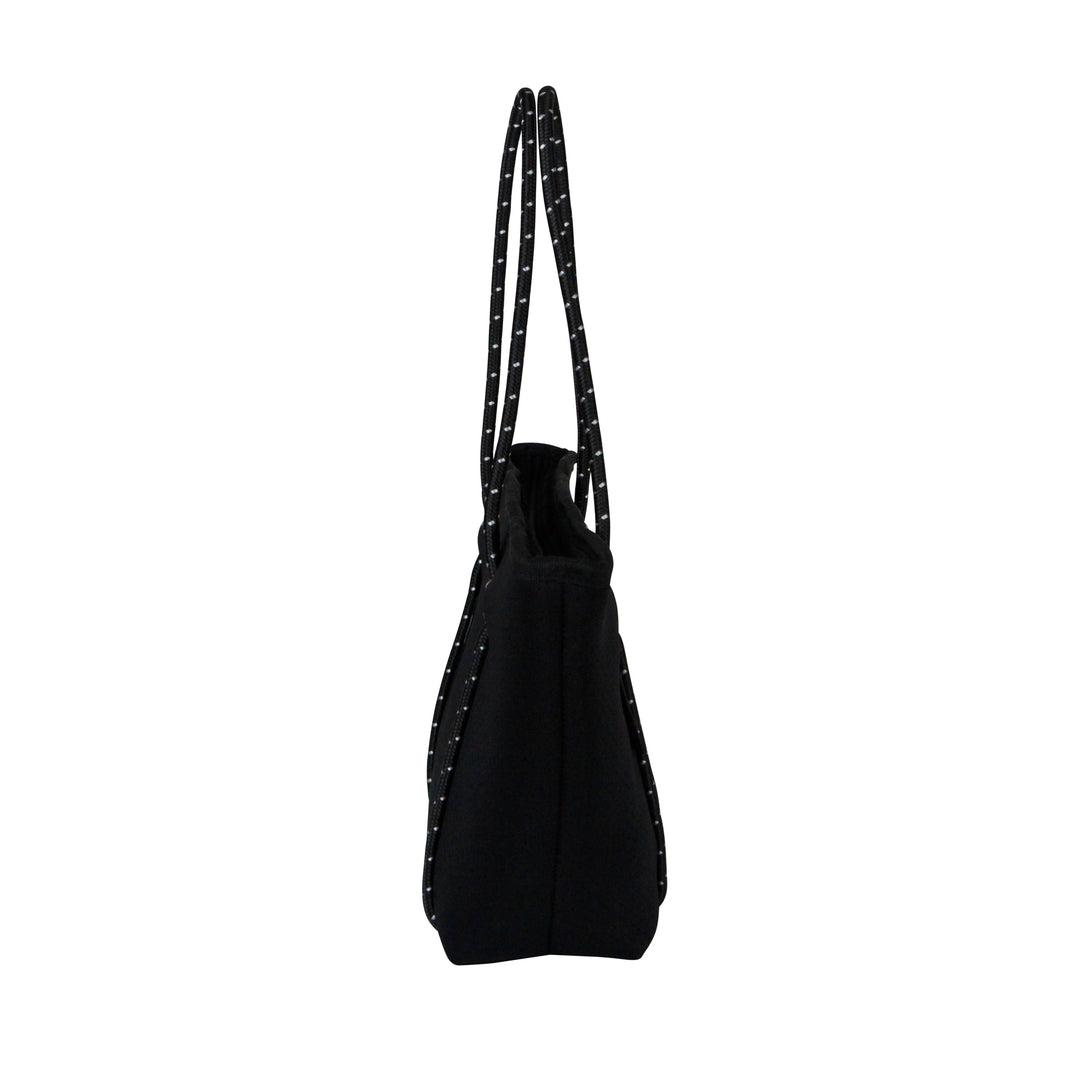 BOUTIQUE MINI Neoprene Tote Bag With Zip - BLACK-neoprene bag-shopping bag-handbag-travel bag-washable-vegan bag-Willow Bay Australia