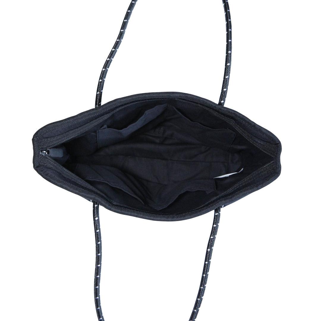 BOUTIQUE MINI Neoprene Tote Bag With Zip - BLACK-neoprene bag-shopping bag-handbag-travel bag-washable-vegan bag-Willow Bay Australia
