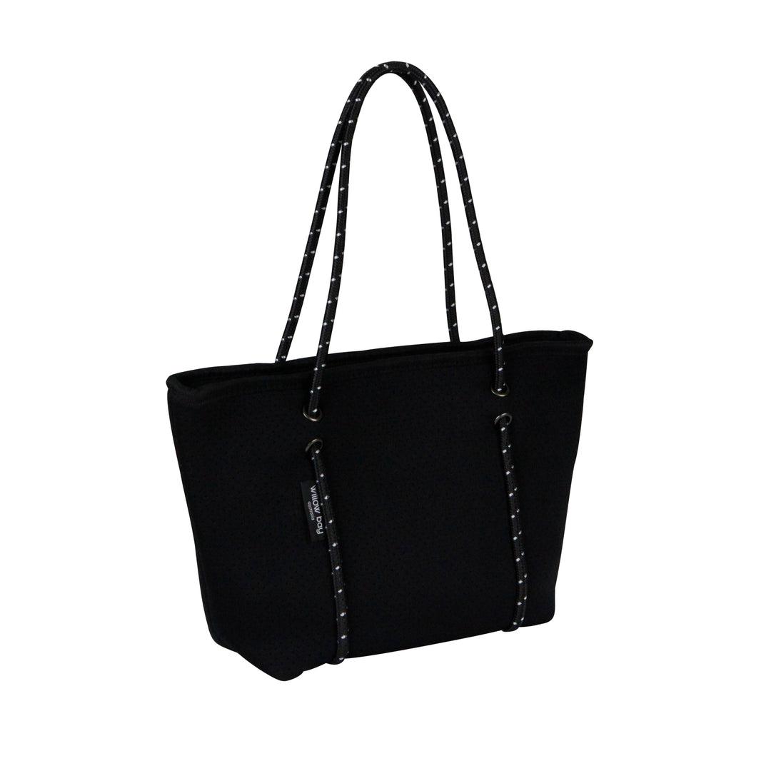 BOUTIQUE MINI Neoprene Tote Bag With Zip - BLACK-neoprene bag-shopping bag-handbag-travel bag-washable-vegan bag-Willow Bay Australia