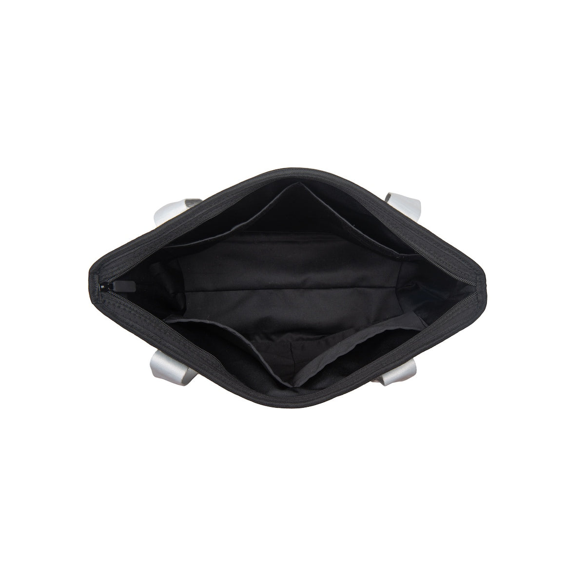 BOUTIQUE TRAVEL Neoprene Tote Bag With Zip (with luggage/trolley sleeve) - BLACK (WITH WHITE HANDLE)