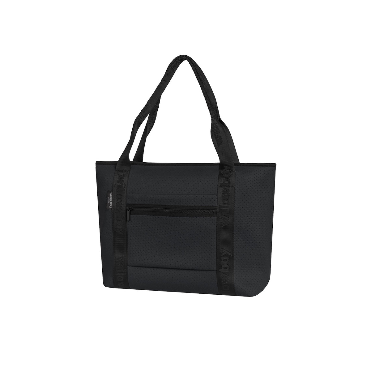 BOUTIQUE TRAVEL Neoprene Tote Bag With Zip (with luggage/trolley sleeve) - BLACK (With Black Handle)