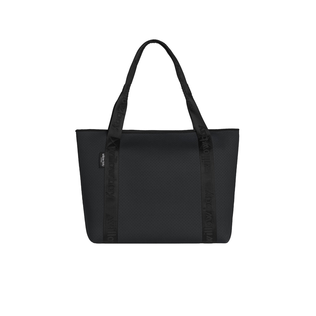BOUTIQUE TRAVEL Neoprene Tote Bag With Zip (with luggage/trolley sleeve) - BLACK (With Black Handle)