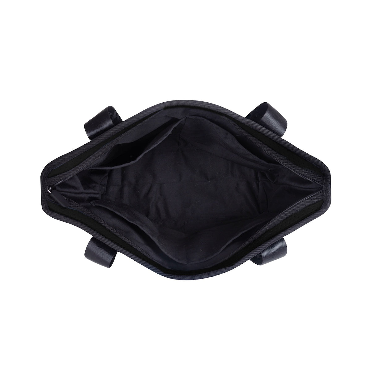 BOUTIQUE TRAVEL Neoprene Tote Bag With Zip (with luggage/trolley sleeve) - BLACK (With Black Handle)