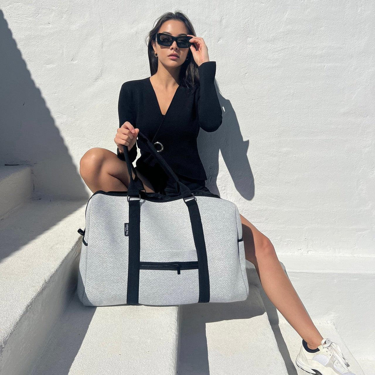 CABIN BAG - LIGHT MARLE-travel bag-washable travel bag-overnight getaway-qantas-airline bag-sports bag-neoprene bag-Willow Bay Australia