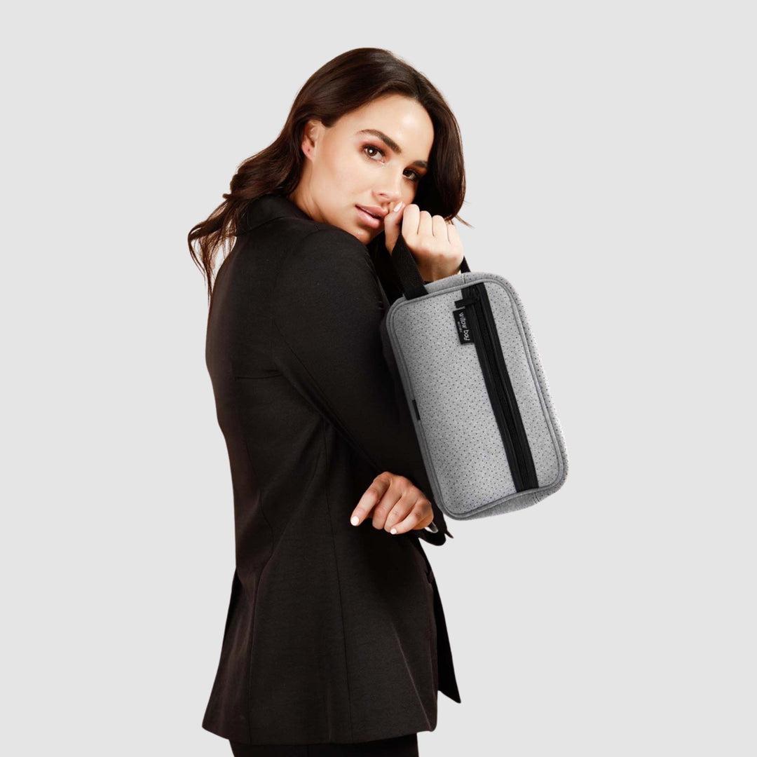 COSMETIC Bag Neoprene - LIGHT MARLE-Toiletry Bag-Willow Bay Australia