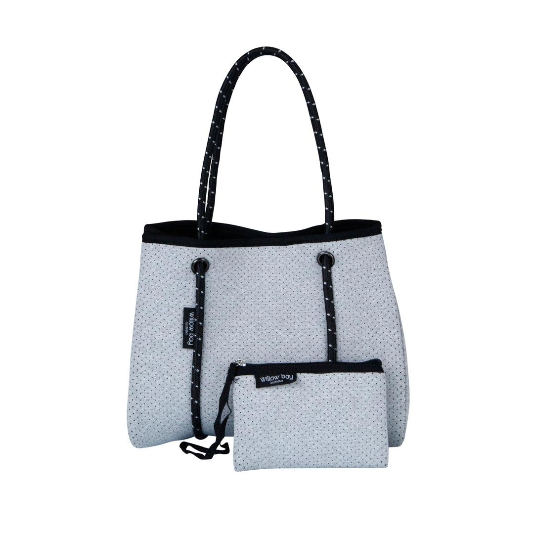 DAYDREAMER MINI Neoprene Tote with Closure - LIGHT MARLE-neoprene bag-shopping bag-handbag-travel bag-washable-vegan bag-Willow Bay Australia