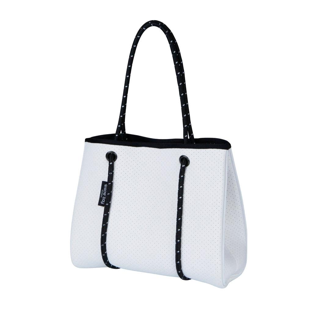 DAYDREAMER MINI Neoprene Tote with Closure - WHITE-neoprene bag-shopping bag-handbag-travel bag-washable-vegan bag-Willow Bay Australia