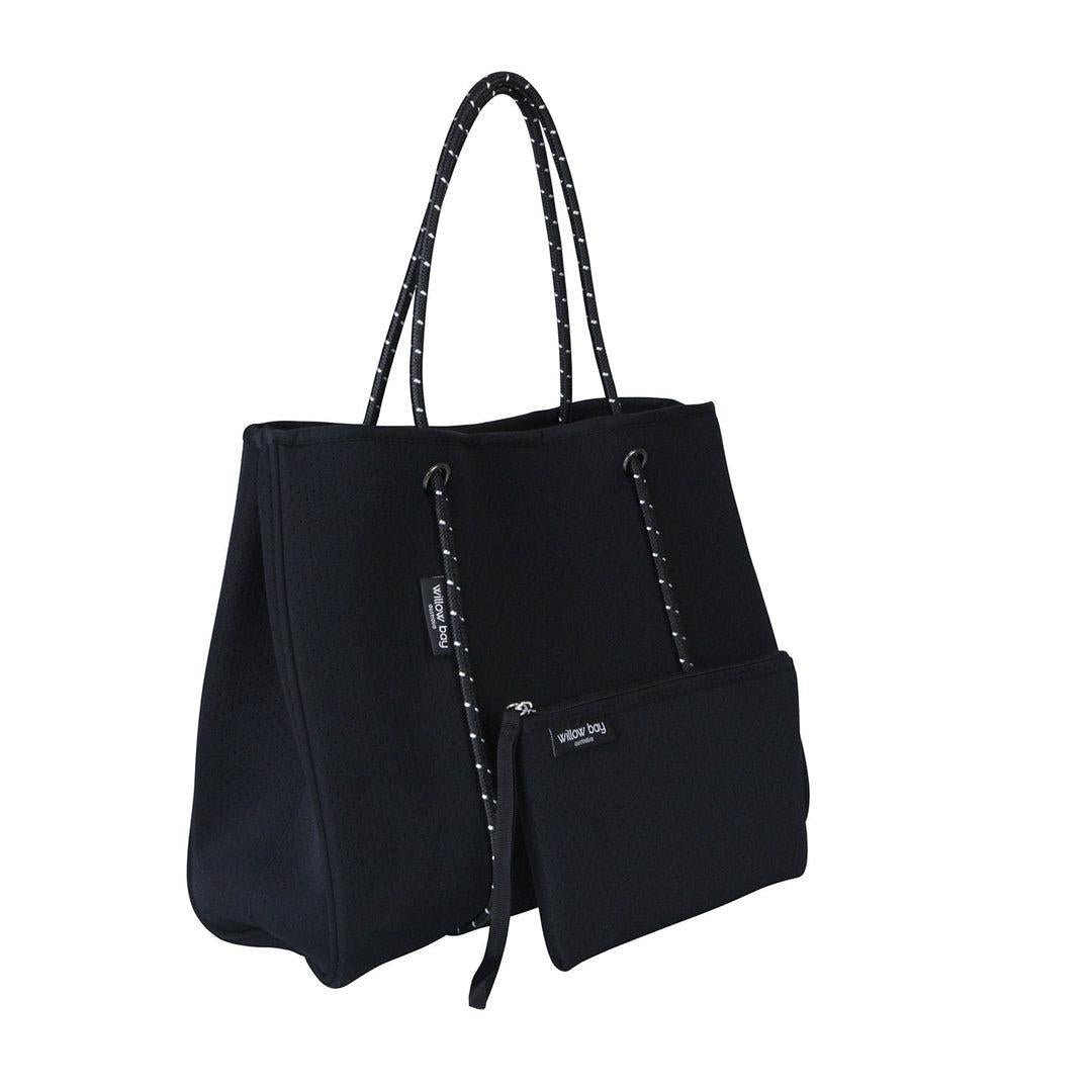 DAYDREAMER Neoprene Tote Bag With Closure - BLACK-DAYDREAMER Neoprene Tote Bag With Closure - BLACK - Willow Bay-Stunning, stylish and functional, our black daydreamer neoprene tote bags are perfect for everyday use. Free shipping for AU & NZ. Shop Now!

-neoprene bag-shopping bag-handbag-travel bag-washable-vegan bag-Willow Bay Australia