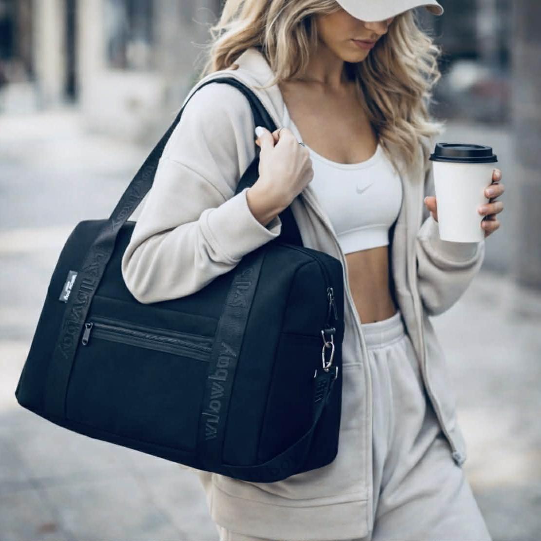 VOGUE TRAVEL DUFFEL Bag (with luggage/trolley sleeve) - Black