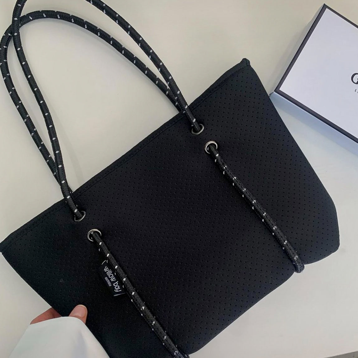 BOUTIQUE MINI Neoprene Tote Bag With Zip - BLACK