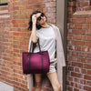 DAYDREAMER Neoprene Tote Bag with Closure - BURGUNDY