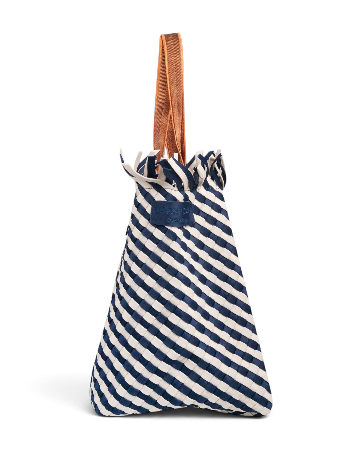 Woven Wanderer Large Tote Bag - Navy & White