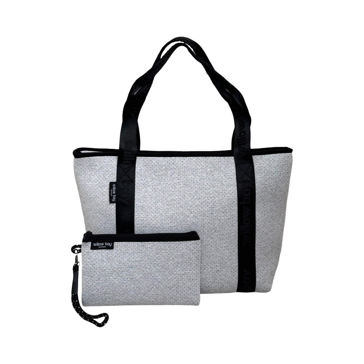 BOUTIQUE TRAVEL Neoprene Tote Bag With Zip (with luggage/trolley sleeve) - LIGHT MARLE-Zip Tote-Willow Bay Australia