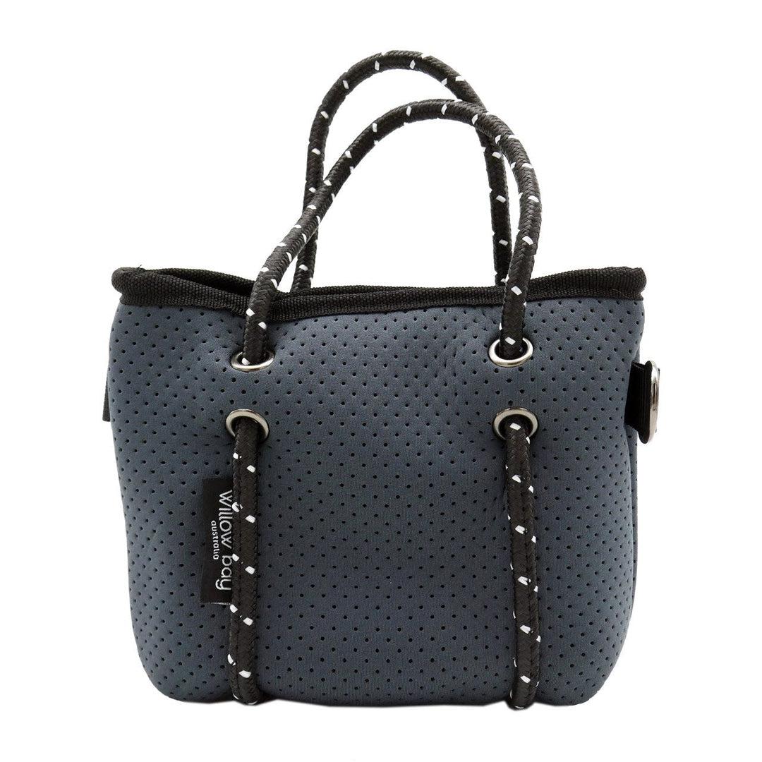 BOUTIQUE TINY Neoprene Tote Bag With Zip - CHARCOAL-neoprene bag-shopping bag-handbag-travel bag-washable-vegan bag-Willow Bay Australia