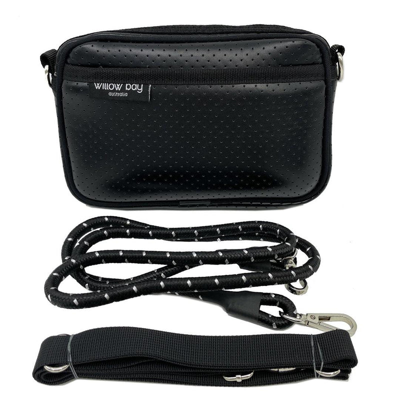 CROSSBODY Neoprene Bag - BLACK LEATHER LOOK-Crossbody-Willow Bay Australia