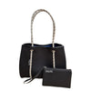 DAYDREAMER MINI Neoprene Tote Bag With Closure - BLACK/NAVY with Grey Rope (Limited Colour)