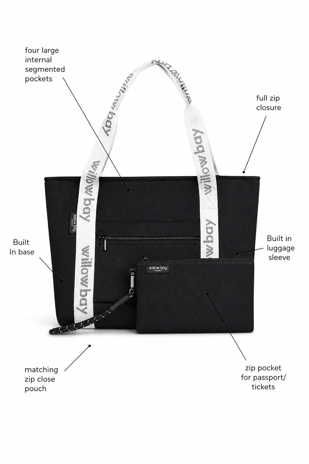 Boutique Travel Tote - Black & White
