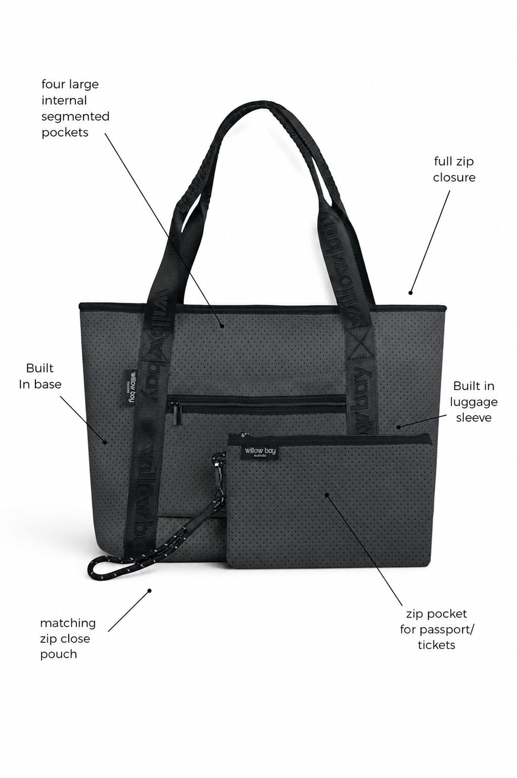 Boutique Travel Tote - Charcoal