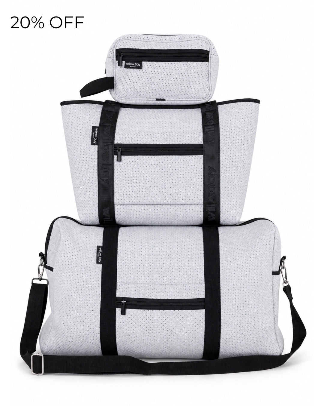 Travel Bundle Light Marle (Cabin Bag + Travel Boutique + Cosmetic Bag)