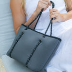 BOUTIQUE MINI Neoprene Tote Bag With Zip - CHARCOAL