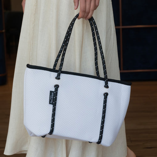 BOUTIQUE MINI Neoprene Tote Bag With Zip - WHITE