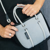 BOUTIQUE TINY Signature Neoprene Tote Bag With Zip - LIGHT GREY