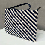 Woven Wanderer Clutch Bag - Navy/White-Neoprene-Willow Bay Australia